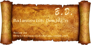 Balassovich Demjén névjegykártya